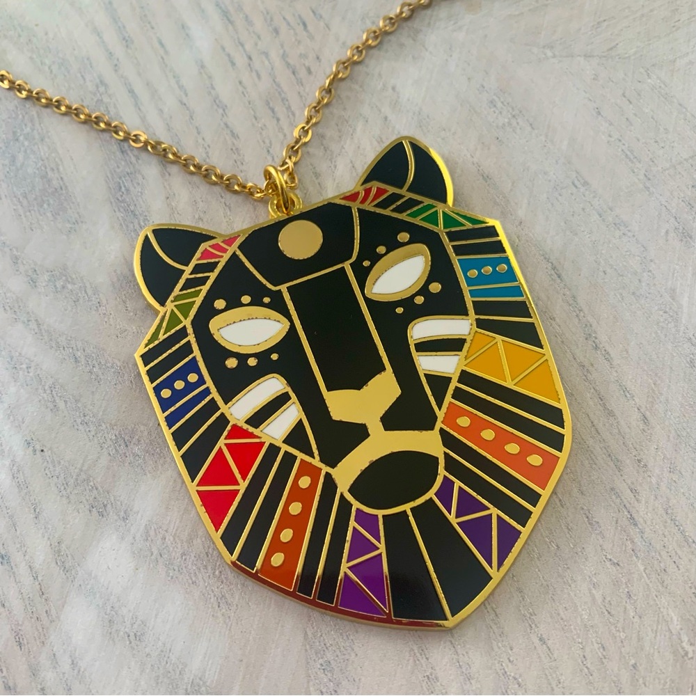 Enamel Golden Lion Necklace.